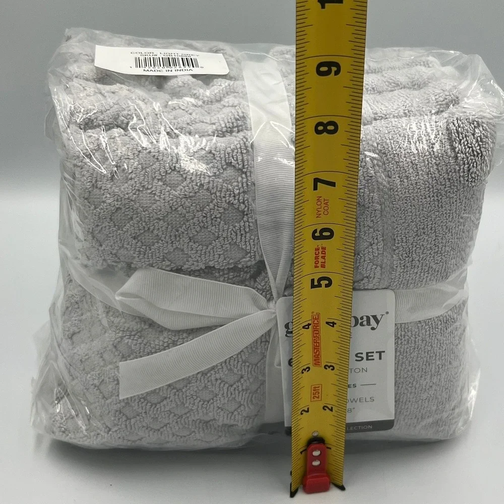 Great Bay Home Grayson Hand Towels 6 Pack Light Gray 16x28 New